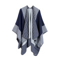 Cobertor feminino de inverno quente reversível de cashmere superdimensionado Poncho capa xale casaco